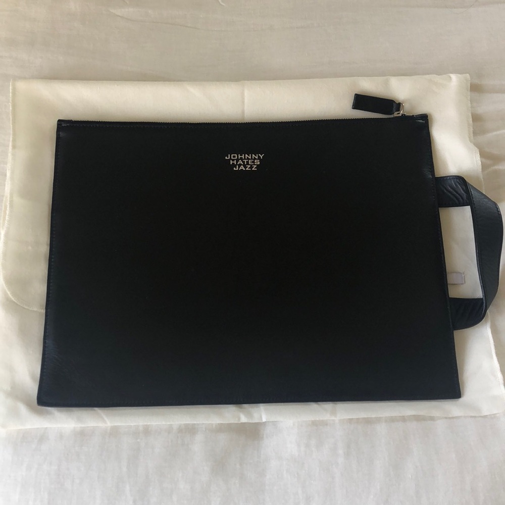 Johnny hates jazz black leather portfolio